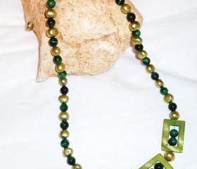 Pearl and Tigers Eye Gemtone Necklace Handmade
