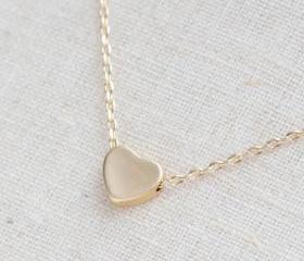 Tiny Matte gold heart necklace