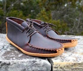 Mens Black Cherry Batwing Moccasin