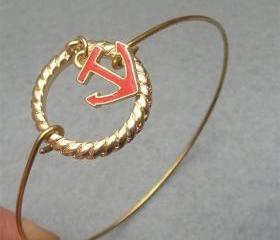 Anchor Brass Bangle Bracelet