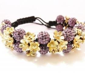 NEW Purple & Gold Flower Shamballa