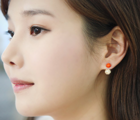 Fashion personality lovely contrast size ball earrings