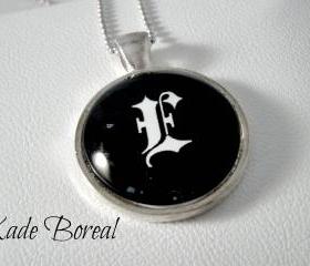Initial E- Glass pendant necklace