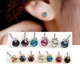Shining more color small crystal earrings