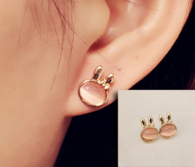 Restore ancient ways moonlight stone lovely rabbit earrings