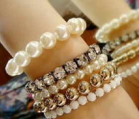Shining diamond multi-layer hybrid pearl bracelet,J crew inspire jewelry