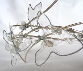  Silver crown with ivy leaves, winter wedding, handmade