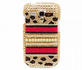 Bling Leopard Gold Pearl Samsung Galaxy i8190 S3 Mini Case,Samsung galaxy S3 Mini Case Cover , Crystal Samsung Galaxy S3 Mini Case LPG