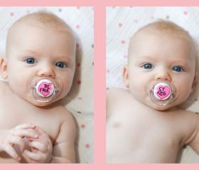 New - BEST FRIENDS - Hand Painted Pacifier Set in Clear AVENT Pacifiers