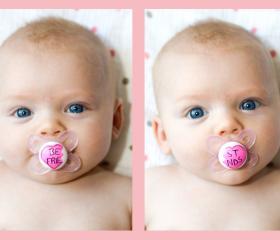 New - BEST FRIENDS - Hand Painted Pacifier Set in Pink MAM Newborn Pacifiers