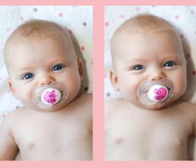 New - BEST FRIENDS - Hand Painted Pacifier Set in Clear MAM 6 Month Pacifiers