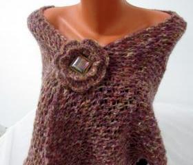Knitted scarf crochet, colorful in pink range,winter,ladies, girls, handmade, iridescent, elegant