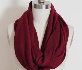 Infinity Scarf in Solid Dark Red Loop Circle 