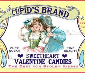Valentine Candy Treat Vintage Label Digital Download Printable Scrapbook Cupids Brand Tag Collage Sheet