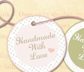 Valentine Handmade Label Tag Digital Download Printable 2 Inch Circle Image Scrapbook Collage Sheet