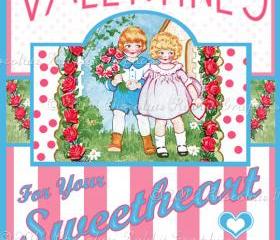  Valentine Vintage Label Digital Download Printable Image Scrapbook Tag Collage Sheet