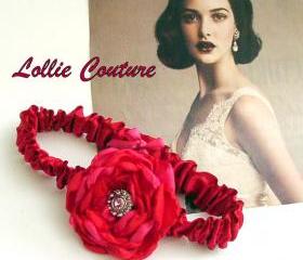 Wedding Garter - Red and Hot Pink