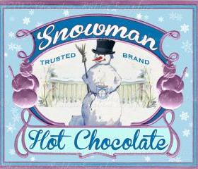 Snowman Cocoa Label Gift Tag Digital Download Printable Image Collage Scrapbook Sheet