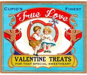 Valentine Candy Treat Vintage Label Digital Download Printable Scrapbook True Love Tag Collage Sheet