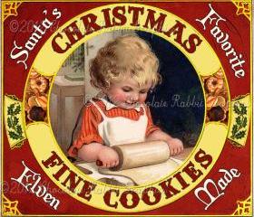 Christmas Cookies Vintage Label Tag Digital Printable Image Collage Scrapbook Sheet