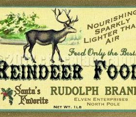 Vintage Christmas Label Digital Download Collage Sheet Printable Reindeer Food - Tag Card Scrapbook Image