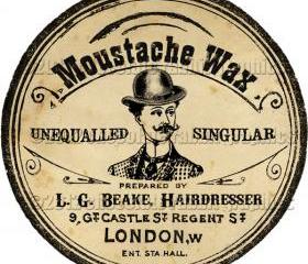 Victorian Moustache Wax Tin Label Digital Download Collage Sheet High Resolution