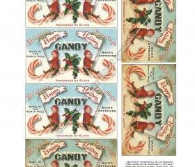 Christmas Printable Tag Vintage Label Happy Holiday Digital Collage Sheet Graphics Scrapbook Image