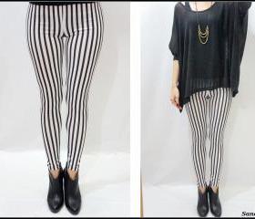 Black and White Striped Leggings