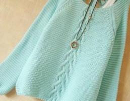 Mint Hollow Knit Sweater With Bow