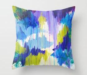 WINTER DREAMING - Original Throw Pillow Cover 18 x 18 inches, Bold Beautiful Dreamy Color Abstract Painting Modern Stylish Home Decor