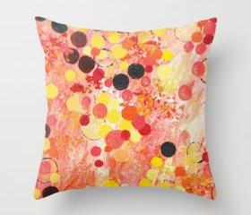 PERSONAL BUBBLE - Throw Pillow Cover 18 x 18 inch Hot Pink Bubblegum Pop Fun Whimsical Circles Abstract Acrylic Painting Gift