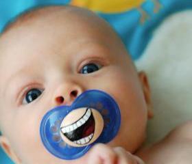 The Comedian- Custom Hand Painted Pacifier- MAM 6 to 18 Month BLUE