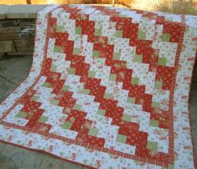Handmade Quilt Floral Quilt, Lap Quilt, Patchwork Quilt