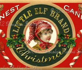 Christmas Vintage Tag Printable Label Little Elf Digital Collage Sheet Graphics Scrapbook Image