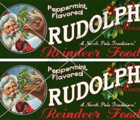 Vintage Christmas Reindeer Food Label Tag Digital Download Collage Sheet Printable - Tag Card Scrapbook Image