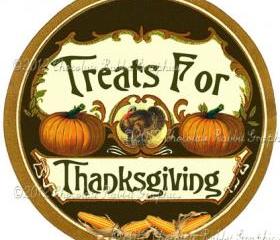 Vintage Thanksgiving Candy Label 2 Inch Circle Tag Digital Download Collage Sheet Printable Scrapbook Sticker Label