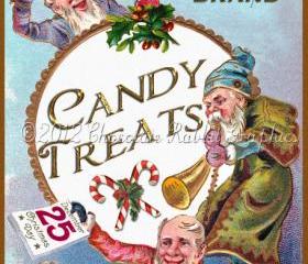 Christmas Vintage Label Tag Candy Digital Download Collage Label Sheet Elf Elves Graphics Scrapbook Image
