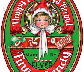 Christmas Vintage Candy Label Tag Printable Happy Holidays Digital Collage Sheet Graphics Scrapbook Image