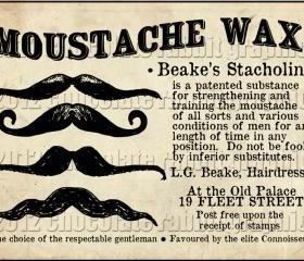 Vintage Victorian Image Digital Download Tag Advertisement Card Scrapbook - Moustache Mustache Wax