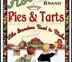 Vintage Tag Christmas Label Digital Download Collage Sheet Pies Tarts Graphics Scrapbook Image