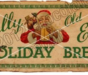 Vintage Christmas Tag Label Printable Holiday Brew Aged Digital Download Collage Sheet Graphics Homemade Cards Scrapbook