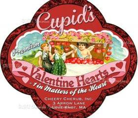 Valentine Candy Label Digital Download Printable Scrapbook Tag Cupid Collage Sheet