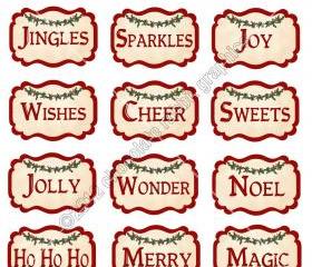 Vintage Christmas Ingredient Labels Digital Download Collage Sheet Printable Graphics for Tags and Cards