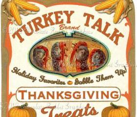 Thanksgiving Vintage Tag Label Printable Digital Download Collage Sheet Graphics Turkey Cards Scrapbook
