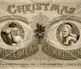 Vintage Christmas Tag Label Printable Prim Digital Download Collage Sheet Graphics Homemade Cards Scrapbook