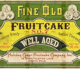 Vintage Fruitcake Christmas Label- Tag - Digital Download - Original Altered Art - High Resolution