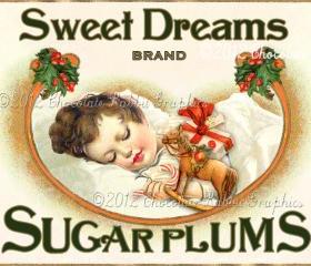 Vintage Tag Christmas Label Digital Download Collage Sheet Sugar Plums Graphics Scrapbook Image
