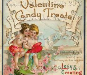 Vintage Victorian Valentine Candy Label Digital Download Collage Sheet Gift Tag Scrapbook Printable