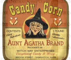 Vintage Halloween Witch Candy Label Digital Download Collage Sheet Printable High Resolution