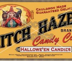 Vintage Halloween Witch Candy Label Digital Download Image Scrapbook Tag Card Candy Corn